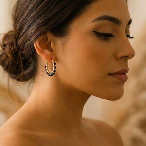 Dainty hoops, Black Hoops, Gold filled hoop earrings, Thin hoop earrings Dainty